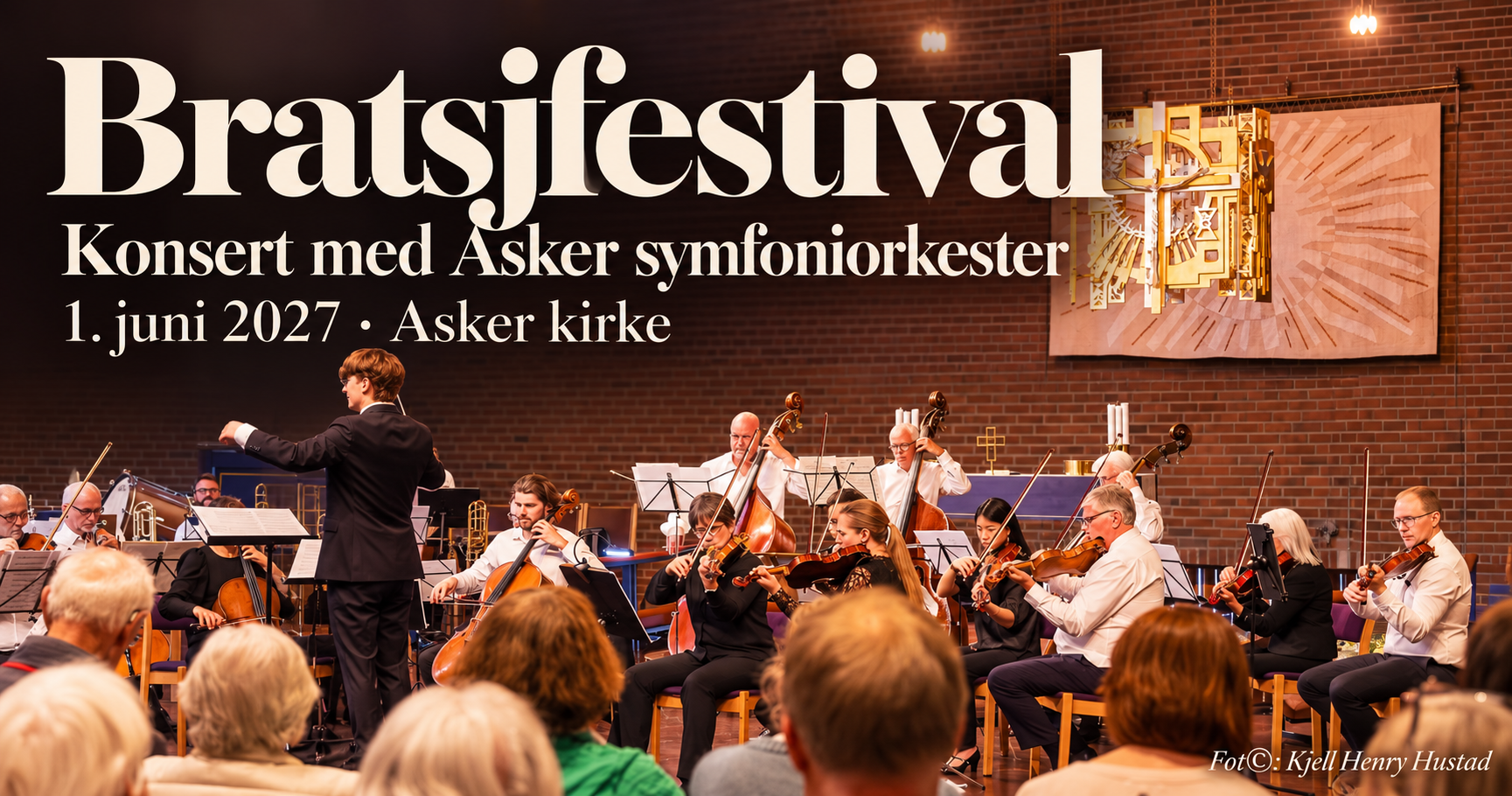 Bratsjfestival 1. juni, plakat med arkivfoto av orkesteret
